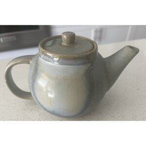 Handmade Artist Pottery Tea Coffee Pot with Lid Small 4" x 6" Blue Stoneware